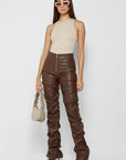 Sexy PU Leather Pants in Brown by Claude