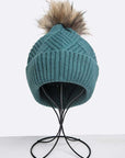 Raised Knit Large Fur Pom Beanie