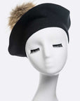 Genuine Fur Pom Cashmere Beret