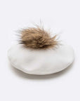 Genuine Fur Pom Cashmere Beret