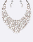 Pearl Crystal Statement Bridal Necklace Set