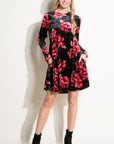 e Luna Floral Print Velvet Swing Mini Dress