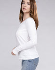 Zenana Cotton V-Neck Long Sleeve T-Shirt