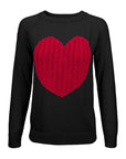 Love Heart Jacquard Round Neck Pullover Sweater