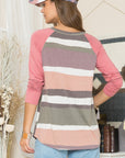 Celeste Full Size Striped Contrast Long Sleeve T-Shirt