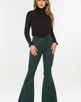 GJG Denim Leopard Bell Bottom Jean in Green- Inseam 32