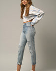 Denim Lab USA Distressed Girlfriend Jeans