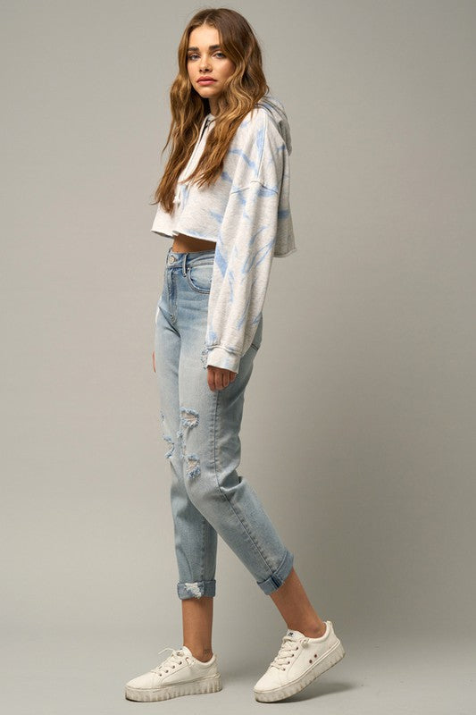 Denim Lab USA Distressed Girlfriend Jeans