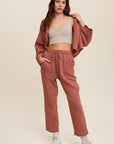 Listicle Long Sleeve Button Down and Long Pants Sets - Online Only