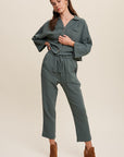 Listicle Long Sleeve Button Down and Long Pants Sets - Online Only