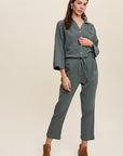 Listicle Long Sleeve Button Down and Long Pants Sets - Online Only