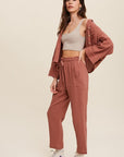 Listicle Long Sleeve Button Down and Long Pants Sets - Online Only