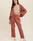 Listicle Long Sleeve Button Down and Long Pants Sets - Online Only