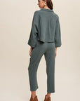 Listicle Long Sleeve Button Down and Long Pants Sets - Online Only