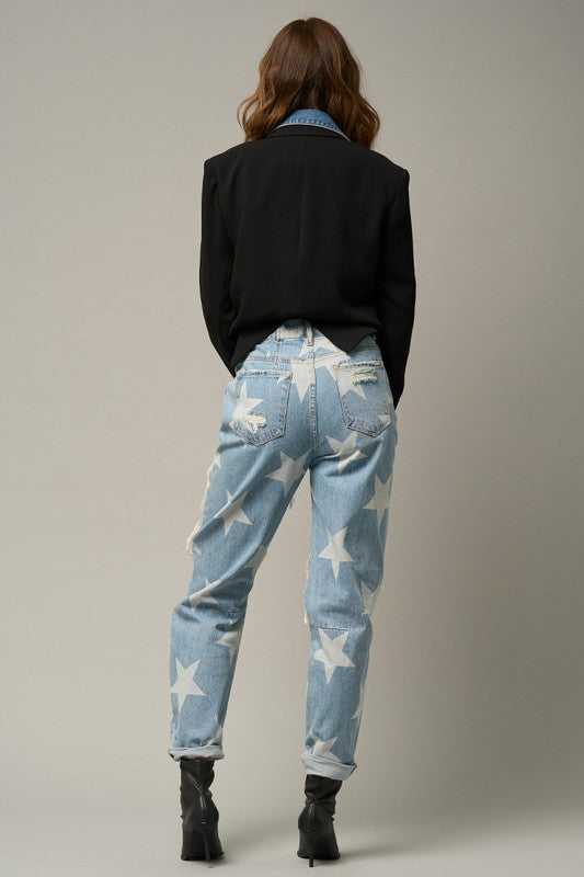 Insane Gene Star Print Slouch Jeans