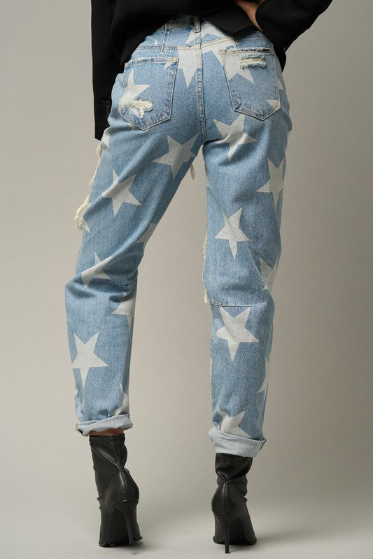 Insane Gene Star Print Slouch Jeans