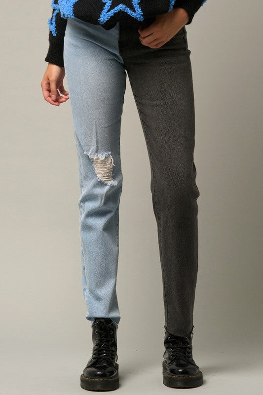 Insane Gene Combo Washed Girlfriend Jeans