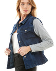 Blue Age Spandex Ladies Denim Jacket with  Fleece Hoodie