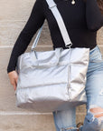 Metallic Puffer Tote