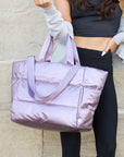 Metallic Puffer Tote