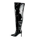 Minkles Patent Pu Statement Block Heel Long Boots