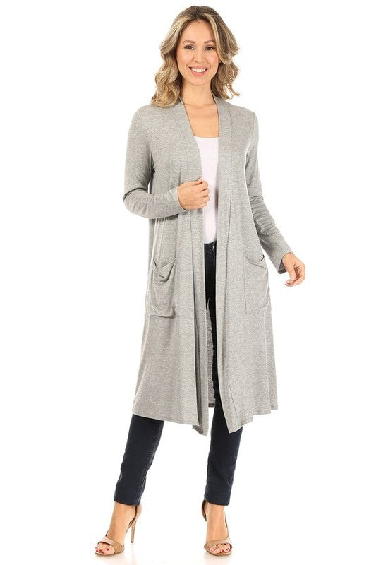 Solid Duster Cardigan Loose Fit