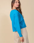 Lumiere Solid Drop Shoulder V-Neck Top