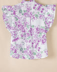 Floral Ruffle Sleeve Frilled Button-Up Shirt