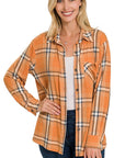 Zenana Plaid Shacket with Front Pocket - Online Only