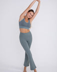 Mono B Flare Swoop Back High-Waisted Leggings - Online Only