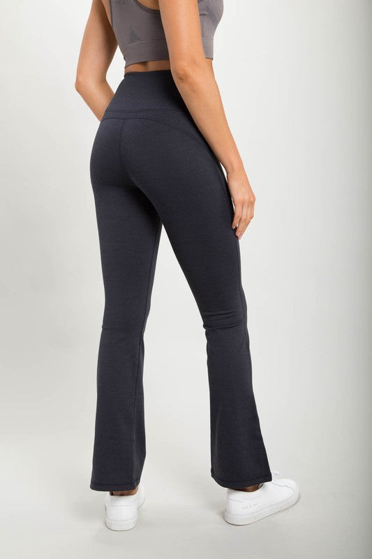 Mono B Flare Swoop Back High-Waisted Leggings - Online Only