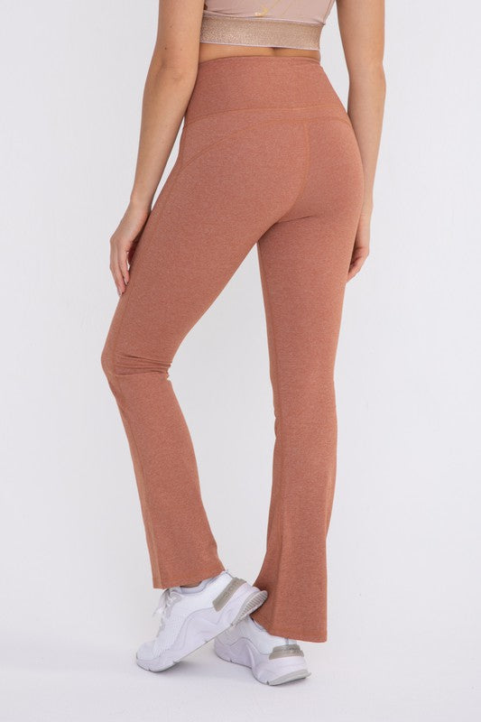 Mono B Flare Swoop Back High-Waisted Leggings - Online Only