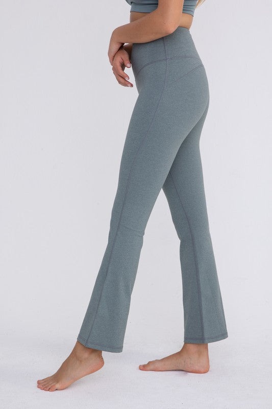 Mono B Flare Swoop Back High-Waisted Leggings - Online Only