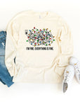 I'm Fine Tangled Christmas Lights Crew LS Tee