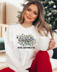 I'm Fine Tangled Christmas Lights Crew LS Tee