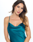 Renee C. Made in USA Satin Bias Slip Dress with Slit