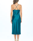 Renee C. Made in USA Satin Bias Slip Dress with Slit