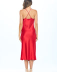 Renee C Made in USA Satin Bias Slip Dress with Slit