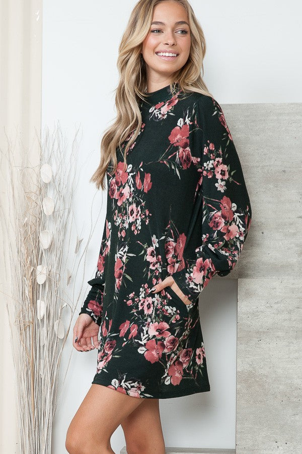 Elowen Floral Mock Neck Sweater Dress