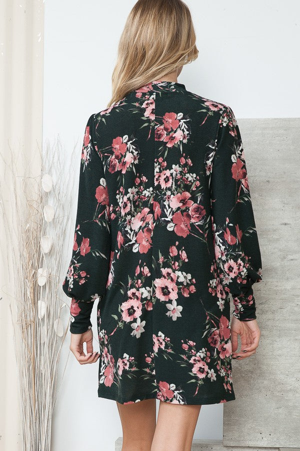 Elowen Floral Mock Neck Sweater Dress