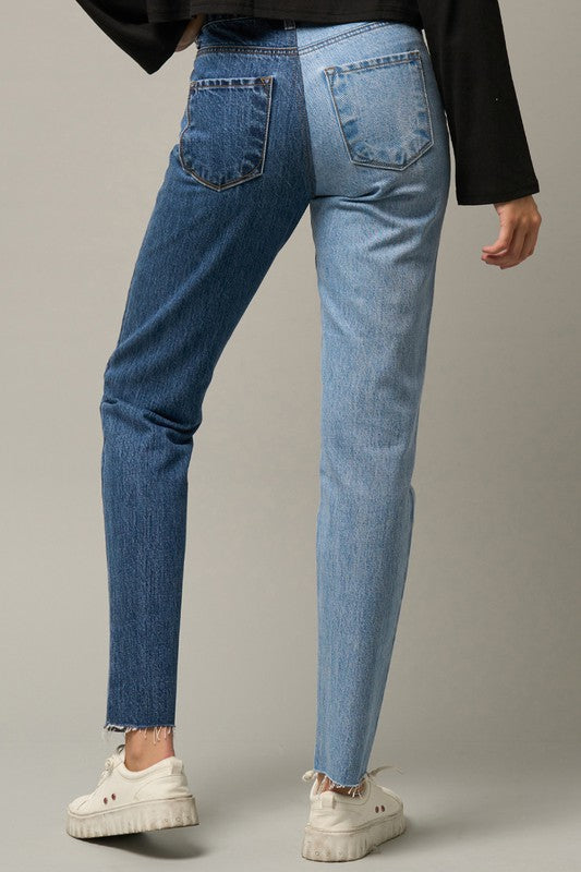 Insane Gene High Rise Two Tone Straight Jeans