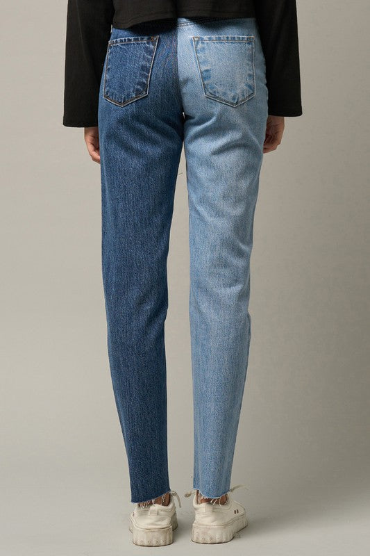 Insane Gene High Rise Two Tone Straight Jeans