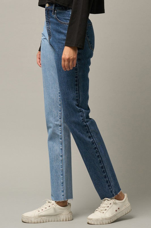 Insane Gene High Rise Two Tone Straight Jeans