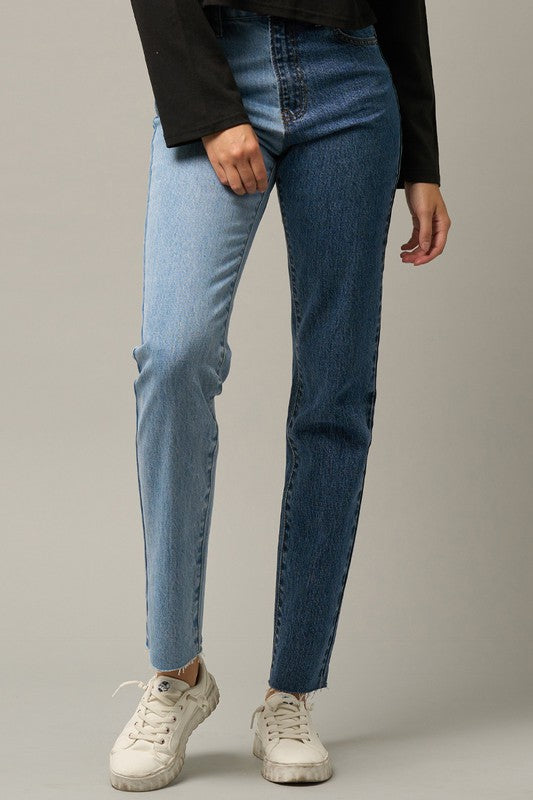 Insane Gene High Rise Two Tone Straight Jeans