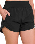 Zenana Windbreaker Smocked Running Shorts - Online Only