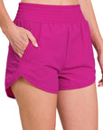 Zenana Windbreaker Smocked Running Shorts - Online Only