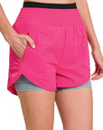 Zenana Windbreaker Smocked Running Shorts - Online Only