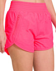 Zenana Windbreaker Smocked Running Shorts - Online Only