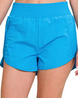 Zenana Windbreaker Smocked Running Shorts - Online Only