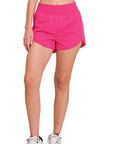 Zenana Windbreaker Smocked Running Shorts - Online Only